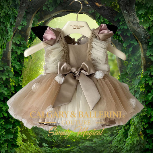 Baby deer birthday dress girls handmade