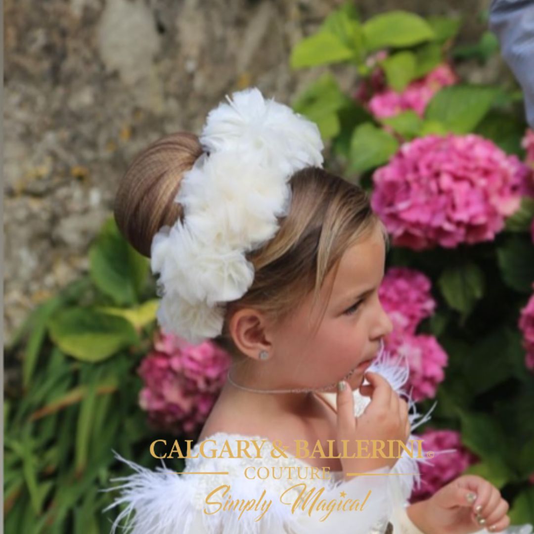 Ivory Tulle Pom Pom Carnation Head Piece Tiara