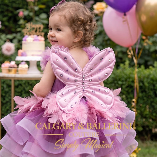 Sugar Plum Fairy birthday outfit for girls with rhinestone fairy wings