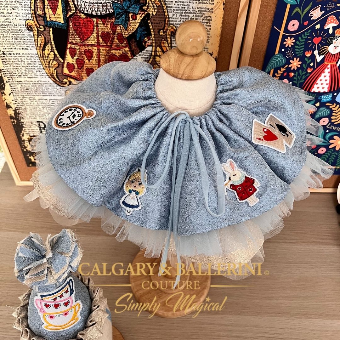 Alice First Birthday Outfit – 2-in-1 Collar Skirt Set and Party Hat