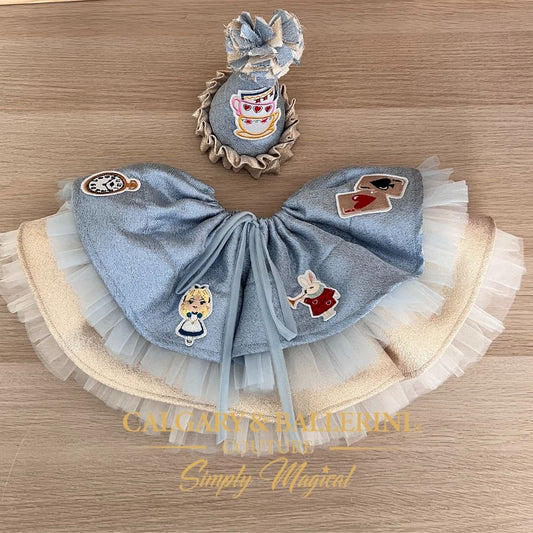 Alice First Birthday Outfit – 2-in-1 Collar Skirt Set and Party Hat