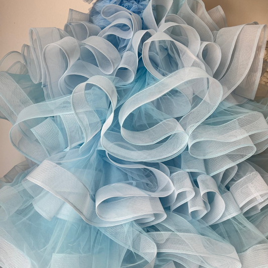 couture girls blue flower girl gown