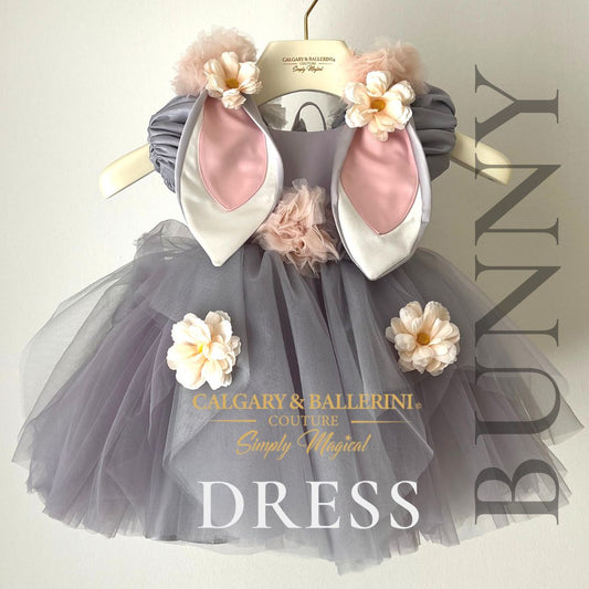 buy Boutique bunny princess gown with handmade satin ears and floral tulle skirt, luxury artisan Easter dress for baby girls, designer spring heirloom couture. Calgary and Ballerini Trusted by Moms in 85 countries with 1,500+ reviews. 21 years of excellence.