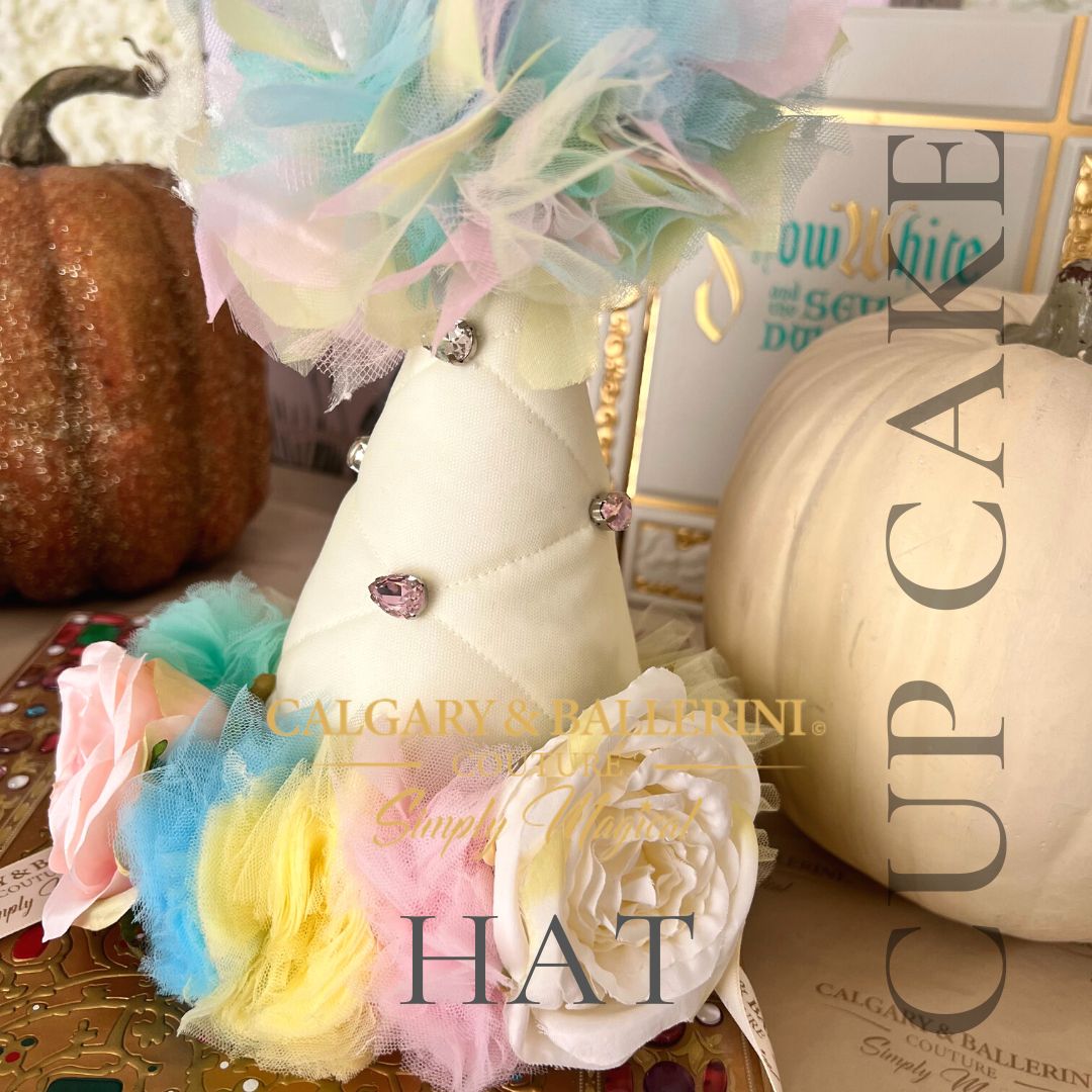 close up party hat base with flowers