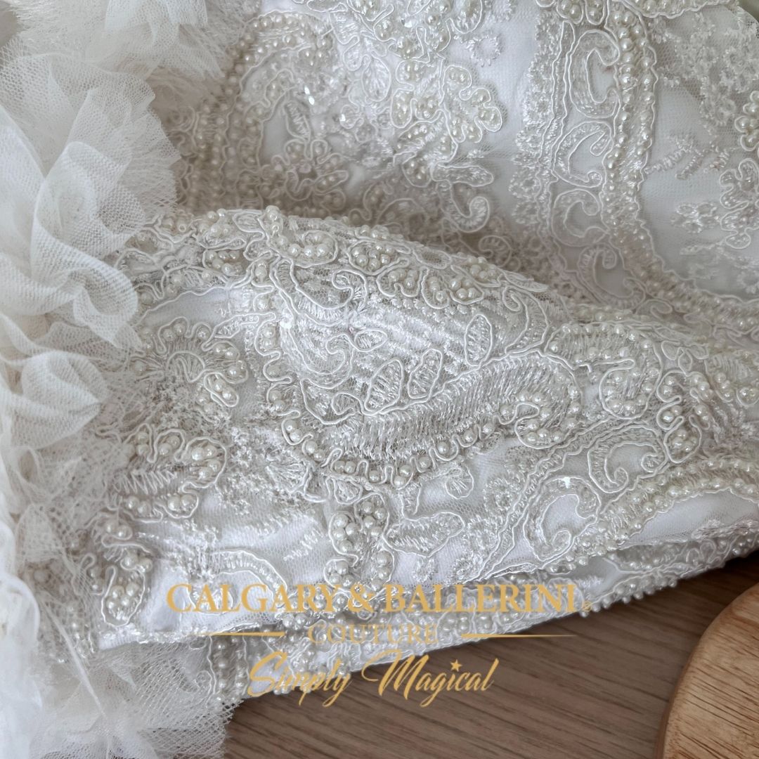 The "Ethereal Swan" Heirloom Feather & Pearl Parasol White