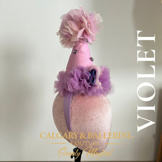 purple hat on mannequin side view