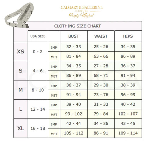 Adult Queen of Hearts Costume size chart