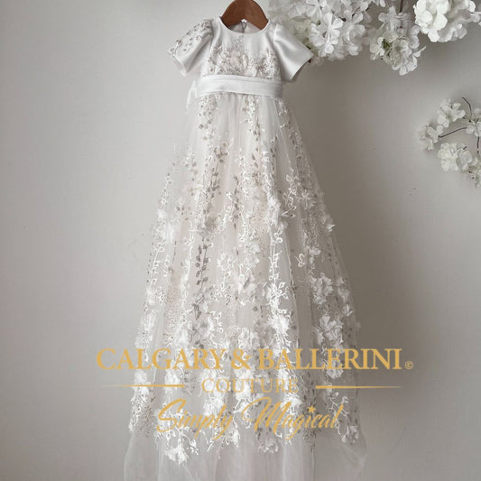 Christening Gown Dress White Lace - FINAL SALE COUTURE