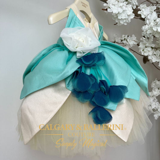 Buy Luxury Princess Tiana Theme 1st Birthday Outfit – Premium Artisan Gown with 3D Petal Skirt for High-End Milestone Events, Calgary and Ballerini.
