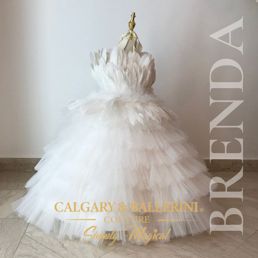 Debutante Ball Dresses Luxury White Debs Dress for Girls with feathers