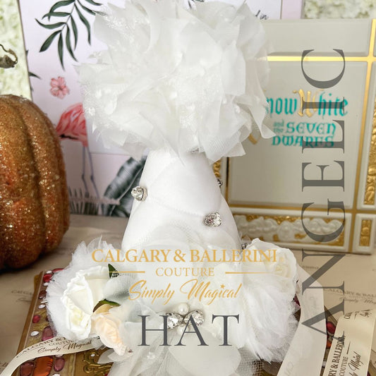 where to buy a custom birthday party hat? Capture the enchantment of a dreamy celebration with our Angelic Dreamy Splendor Party Hat. This exquisite white color party hat is adorned with delicate feathers, shimmering sequins, and a touch of sparkle, creating an ethereal and magical look.