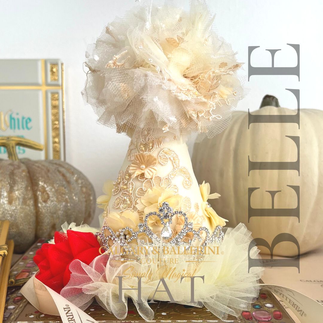 Disney inspired Vintage Lace Baby Milestone Party Hat princess belle 2026