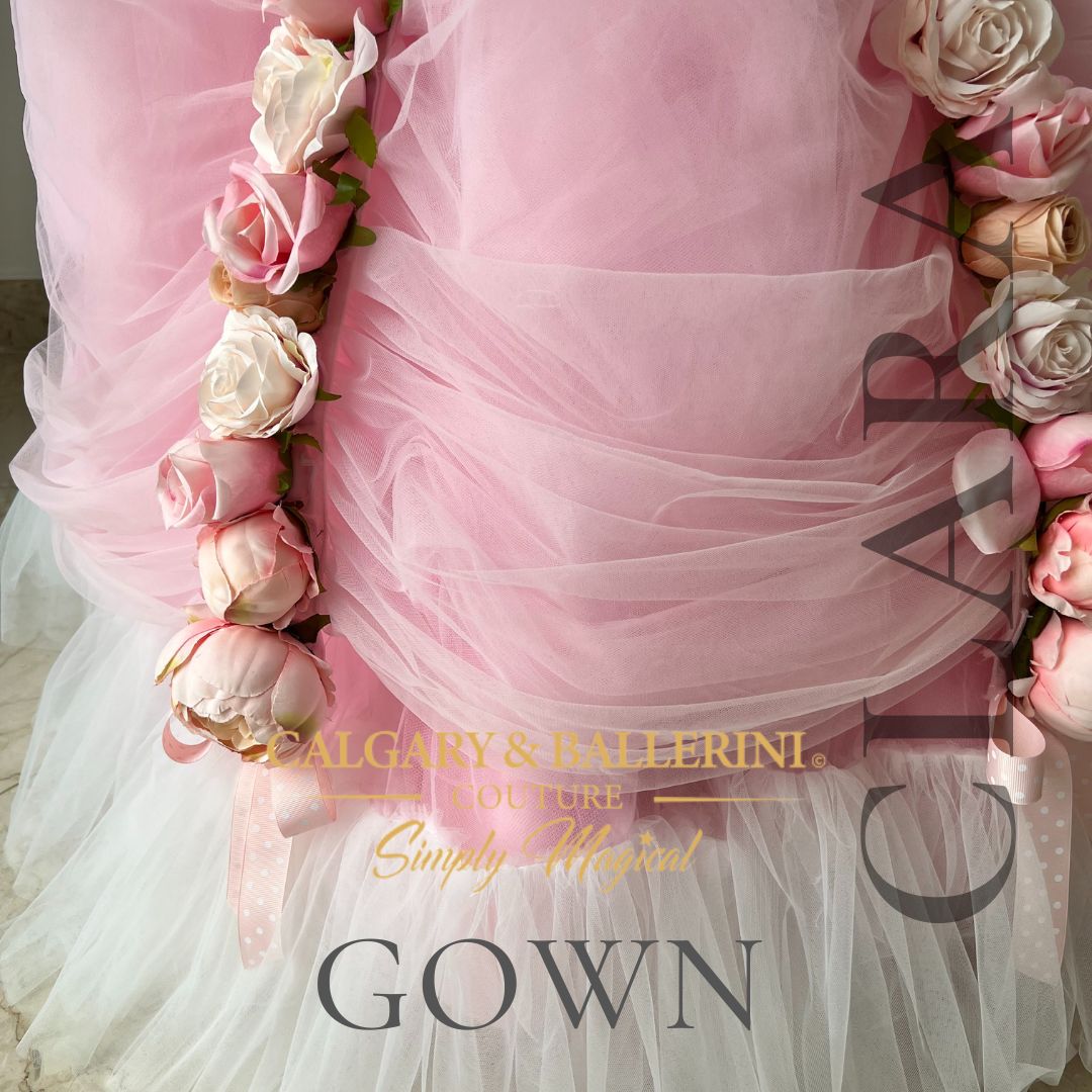 close up of rose flower details on skirt Clara Nutcracker Dress 