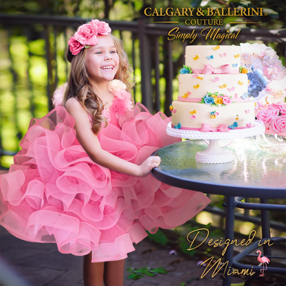 couture luxury pink kids birthday dress 