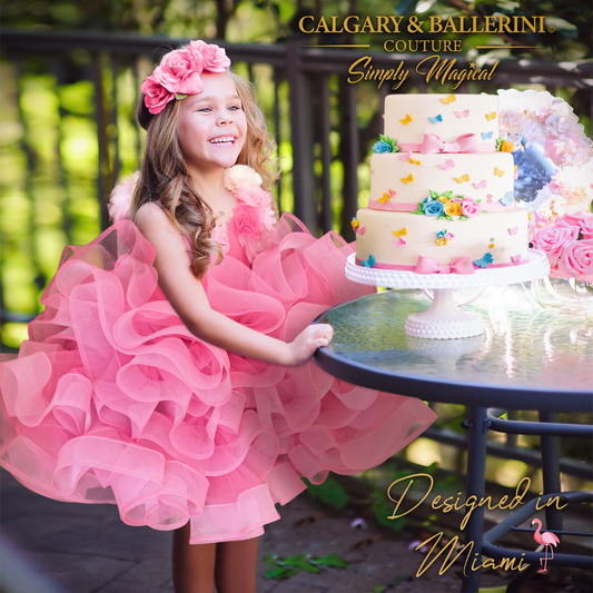 couture luxury pink kids birthday dress 