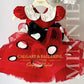 Shop Handmade 2nd Birthday Outfits Minnie Mouse Theme – Bespoke Red and White Polka Dot Princess Gown with Master Tailor Craftsmanship, Calgary and Ballerini. baby girl's first Disney trip, handmade bespoke heirloom couture for magical park photos.