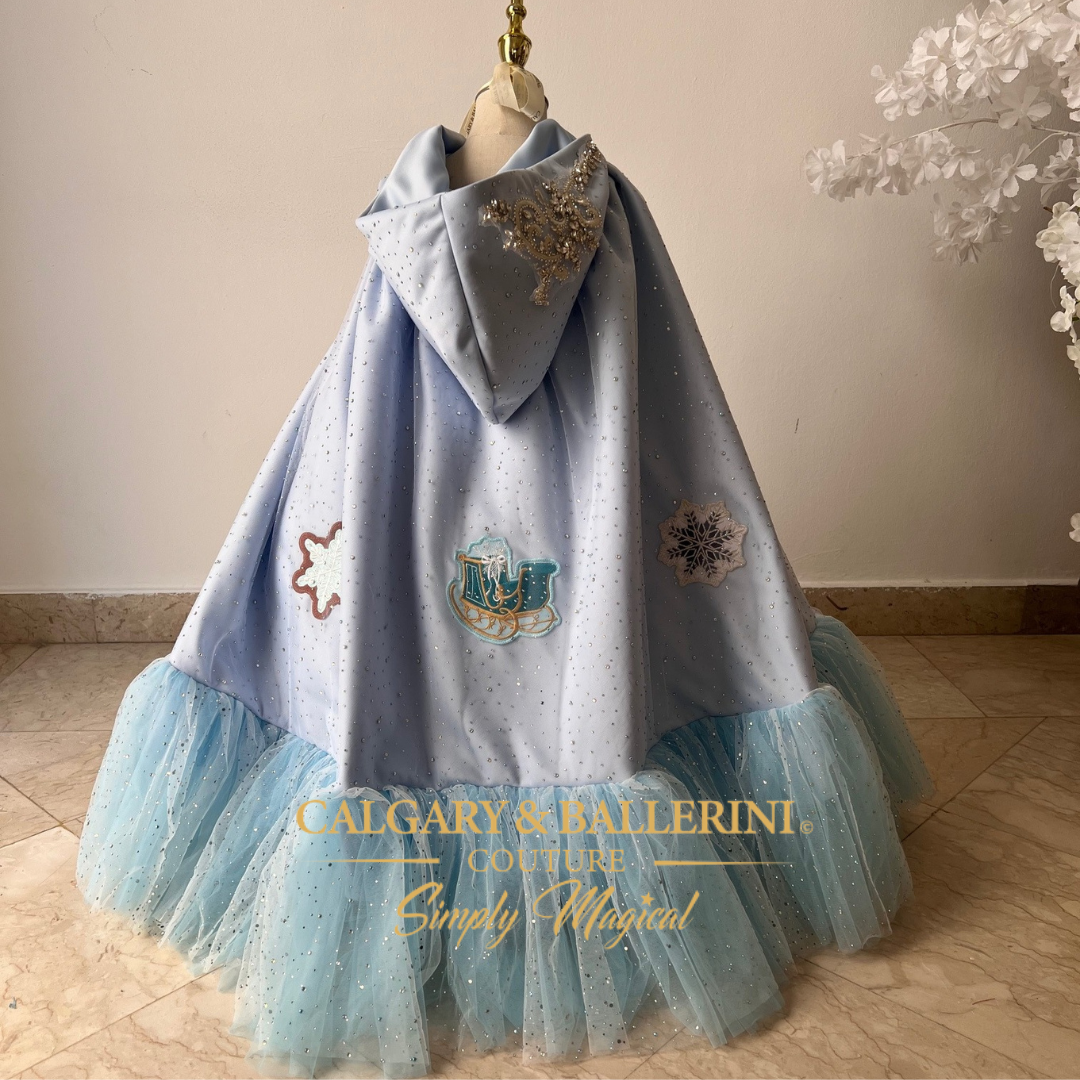 Ice blue princess gown with cape 