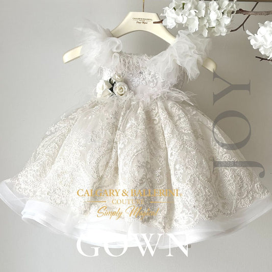 Custom Joy Gown with Beaded Cape: Elevate Your Infant's Special Day