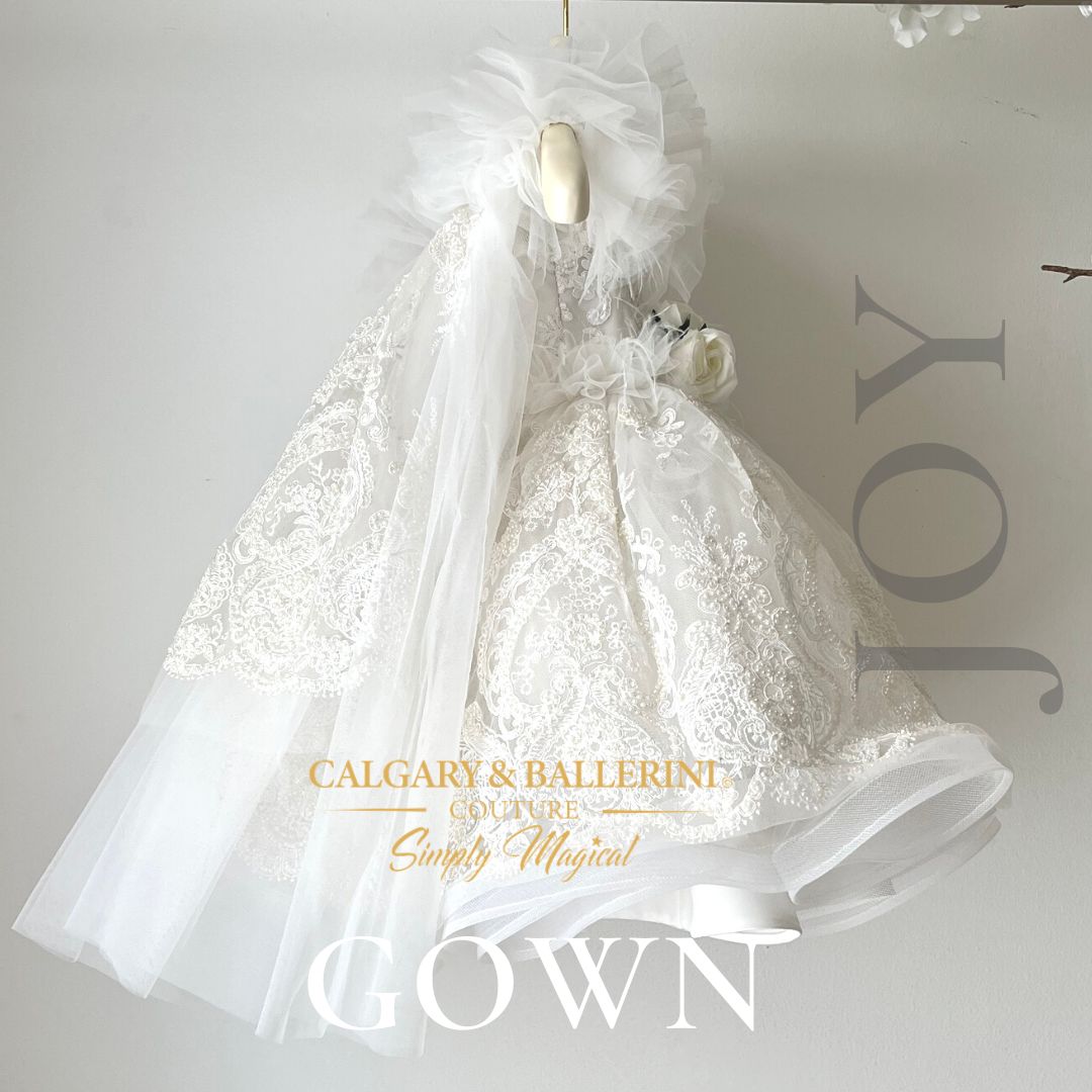 Exquisite Joy Gown with Beaded Cape for Infants and Toddlers: Ideal for Baptism, Christening, Birthday, and Flower Girl Occasions