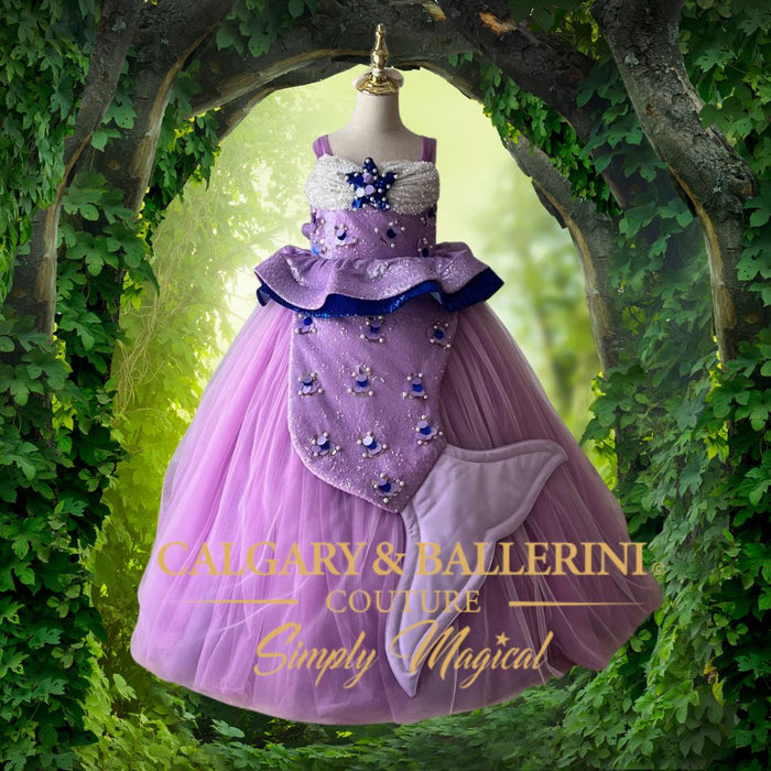 Lavender mermaid princess gown for girls