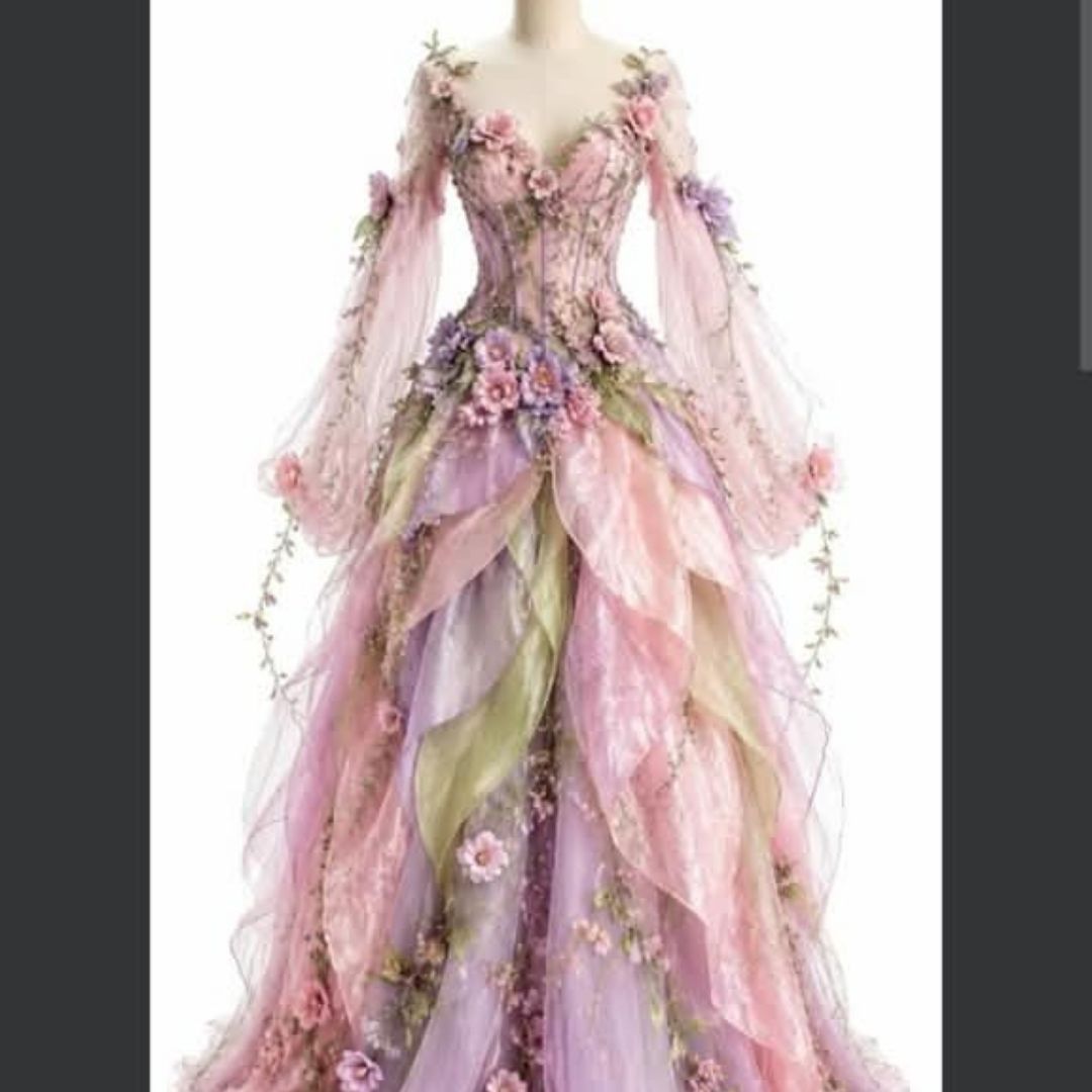 Custom Fairy Theme Gown with Petals