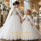 Flower Girl Dress with Cape | White Mini Bride Gown