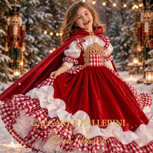 Christmas Morning Gift Set | Christmas Dress, Cape & Crown for Girls