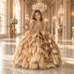 Gold Feather Flower Girl Gown | Luxury Wedding Couture