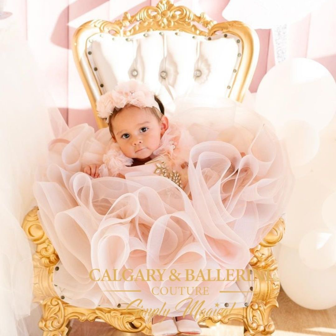 First Birthday Dress (Ages 6M–14Y) | Kids Peach Ruffles Party Outfit