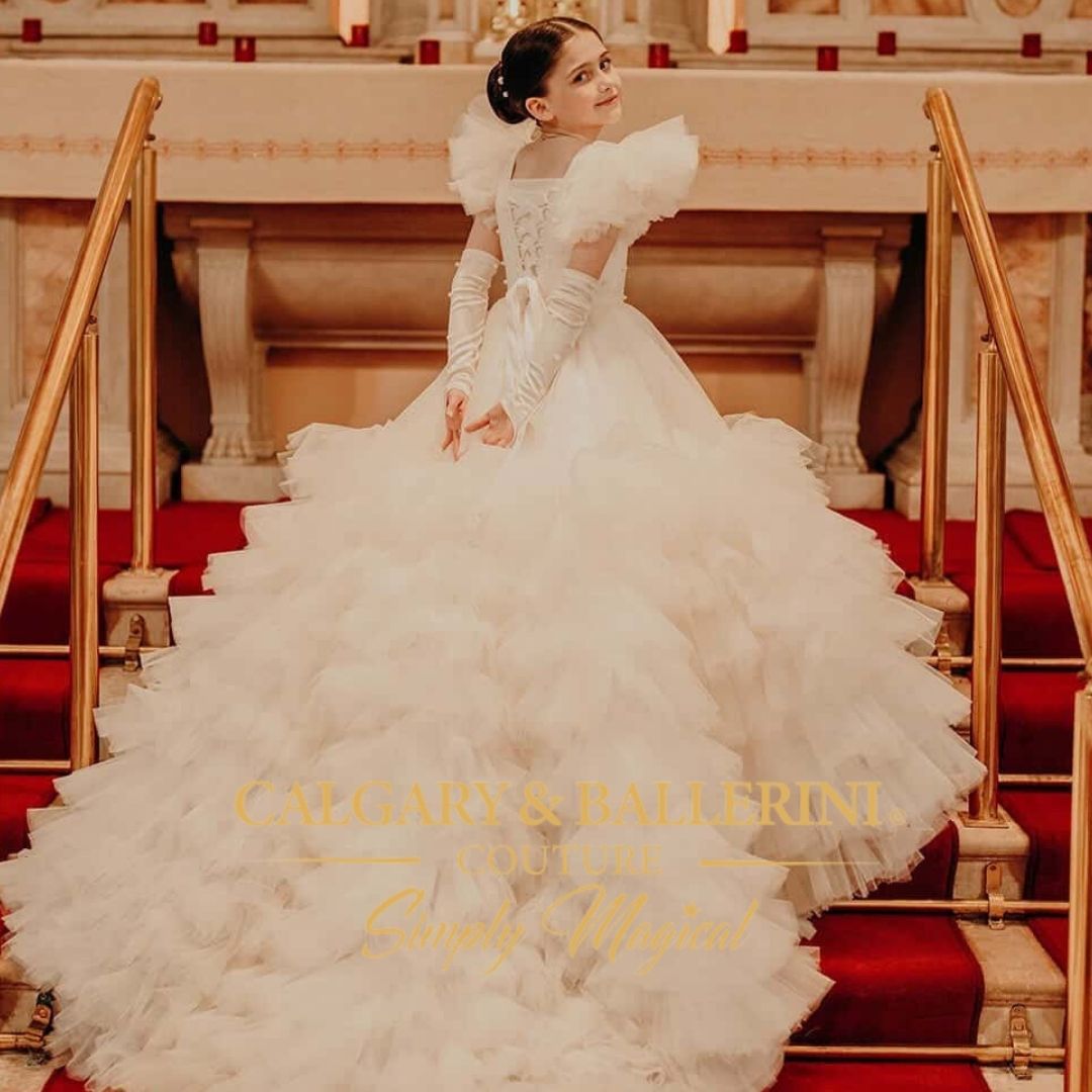 Royal Flower Girl Gown with Cathedral Train (Age 1–12)