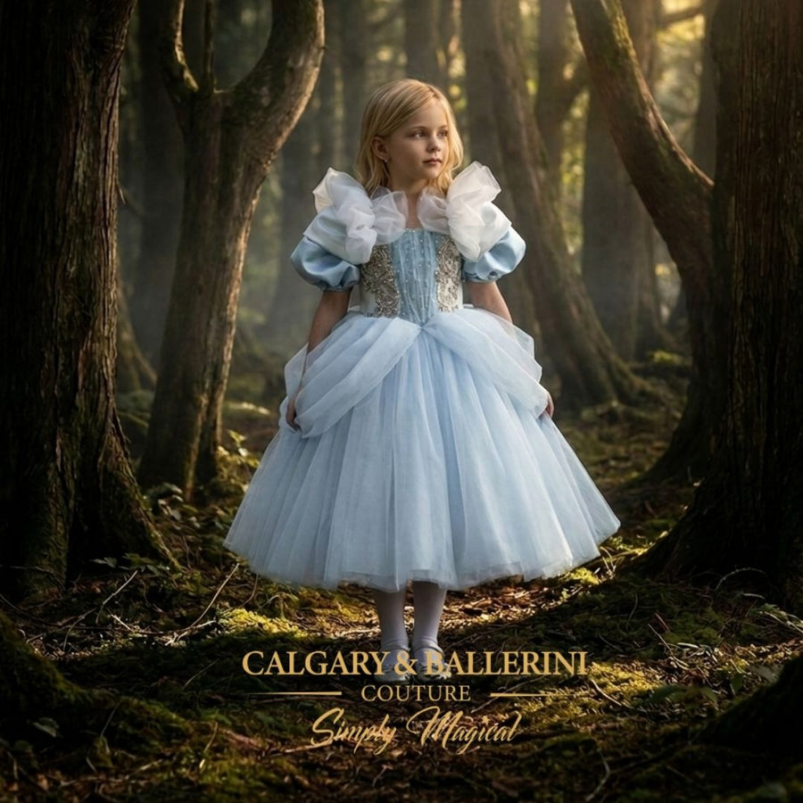 Cinderella flower girl twirl gown in ice blue