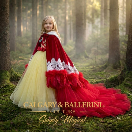 Snow White Princess Dress for Girls with Cape