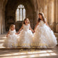 White Feather Ball Gown Girls Couture