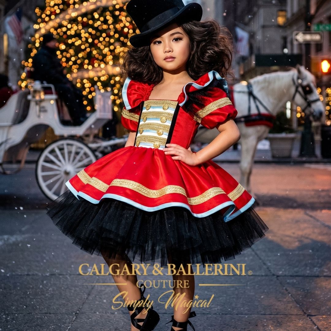 Luxury Nutcracker Christmas Dress Girls | Red & Gold Gown