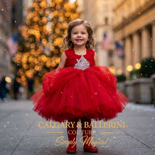 Luxury Red Christmas Dress Baby Girls | First Christmas Gown