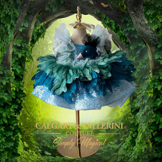 Royal Peacock Holiday Dress | Kids Luxury Collector Outfit (Ages 1–8)