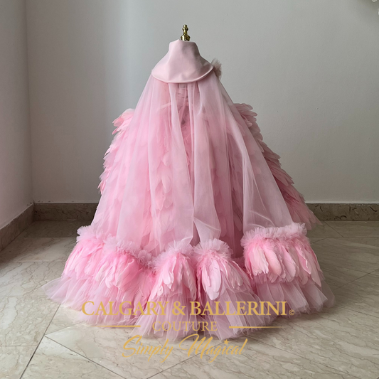 Girls Pink Easter Dress with Princess Cape