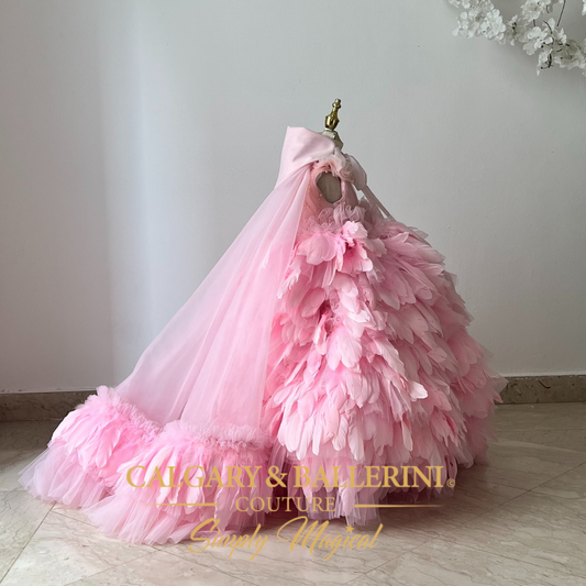 Girls Pink Easter Dress with Princess Cape