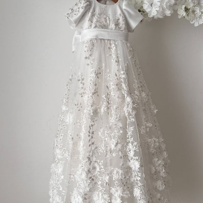 Christening Gown Dress White Lace - FINAL SALE COUTURE