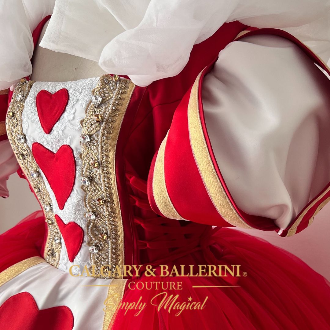 Elegant adult Queen of Hearts costume for Sweet 16 and themed parties.