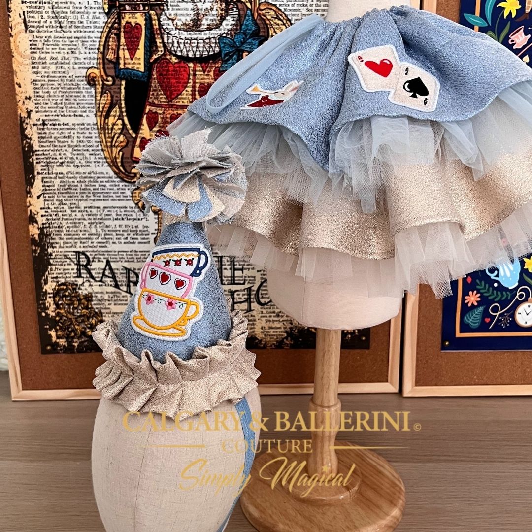 Alice First Birthday Outfit – 2-in-1 Collar Skirt Set and Party Hat