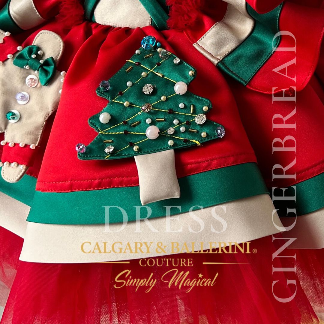 Toddler Christmas dress in red with holiday charm