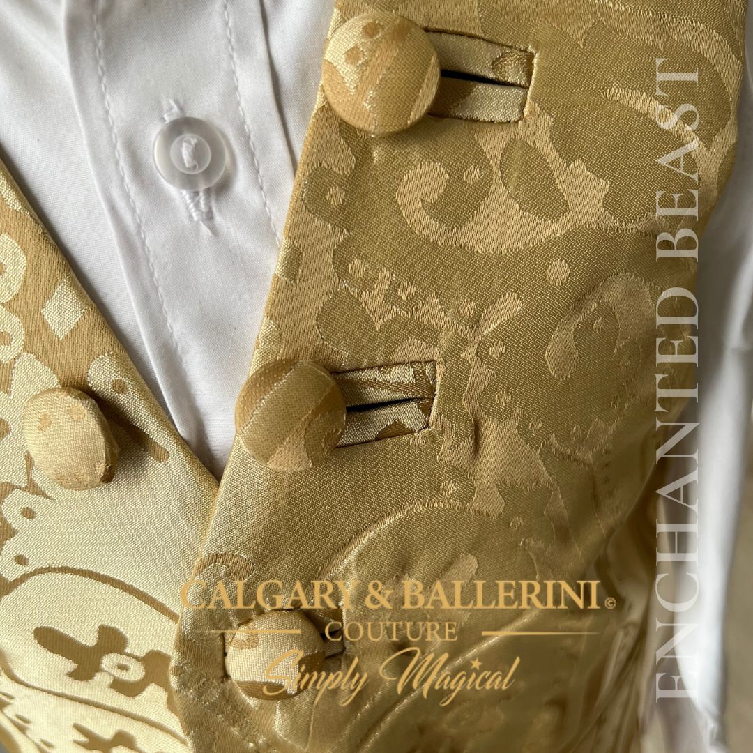 gold vest with covered buttons 