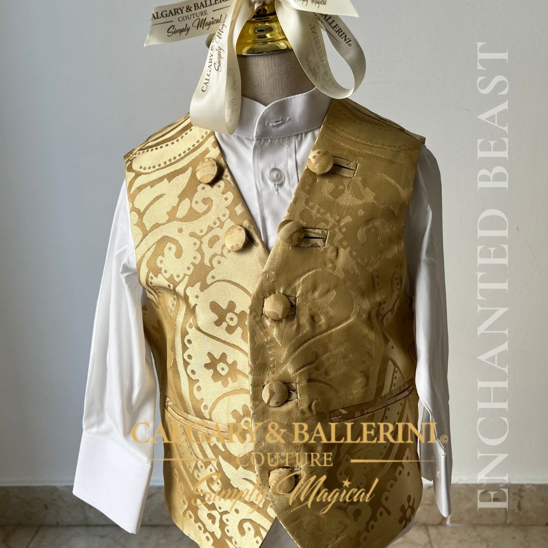 vest details on gold fabrics
