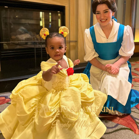 Disney Belle costume on child model 