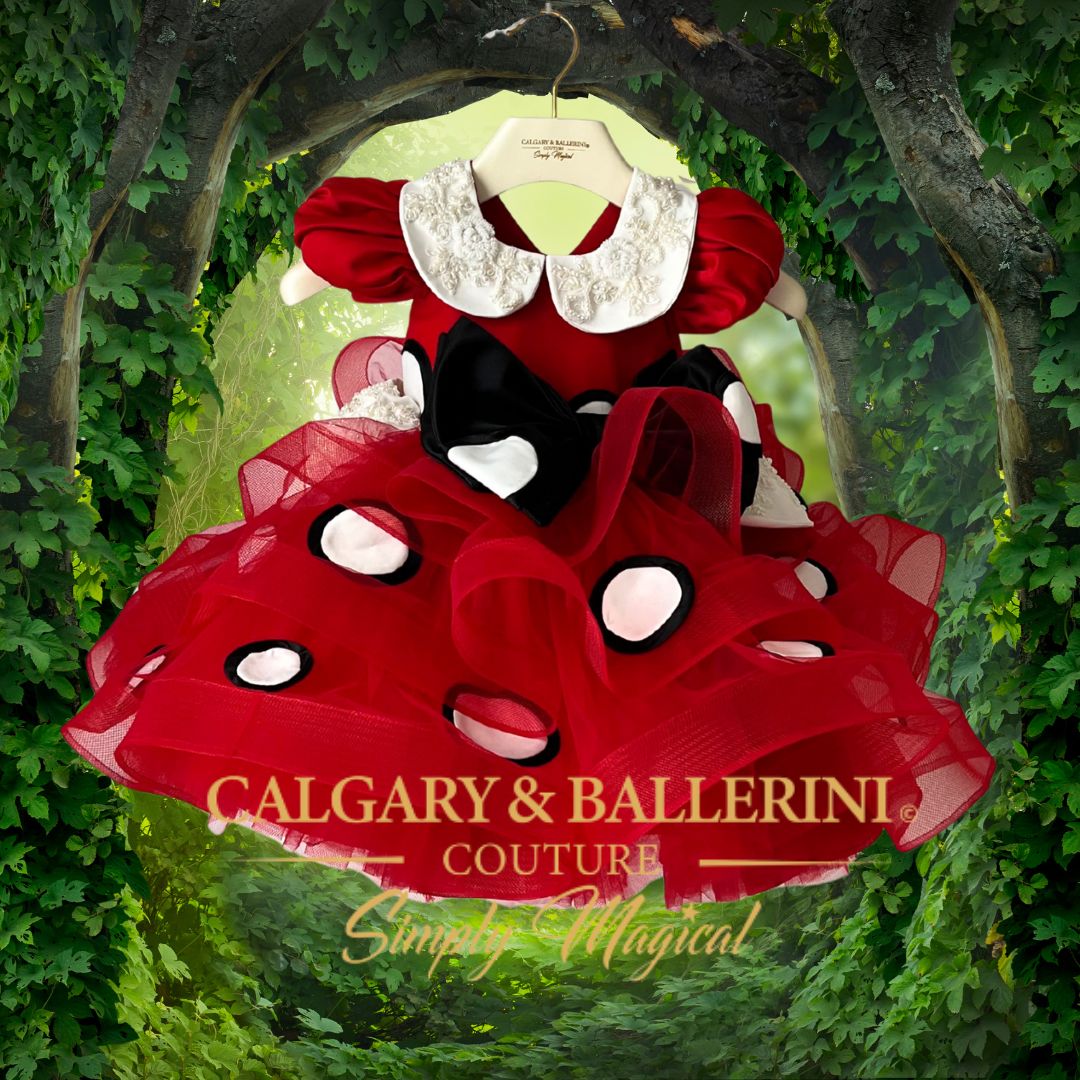 Big Red Polka Dot Mouse Dress (Ages 6M–6Y) | Kids Couture Outfit