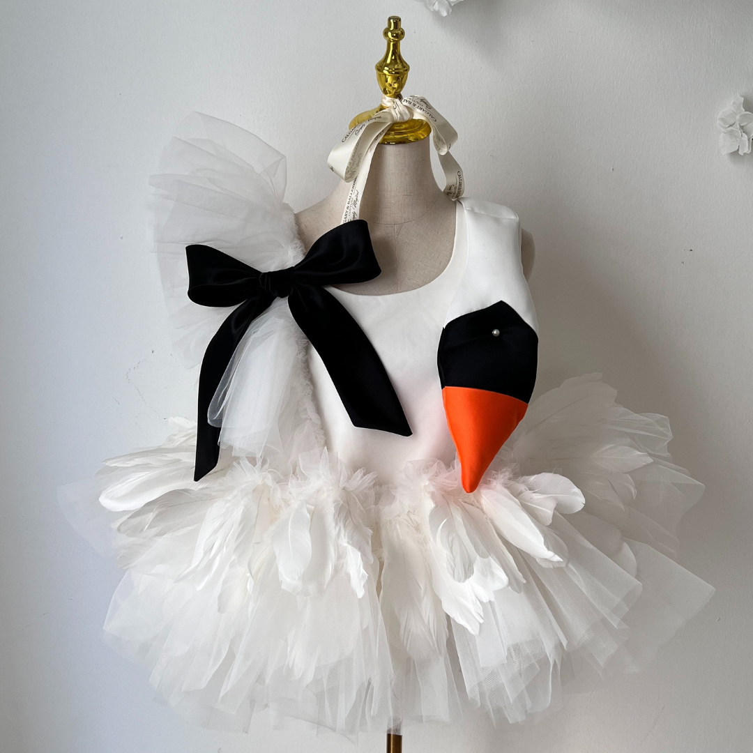 Björk Swan Outfit for Adults – Mommy & Me matching top with feathers and elegant design.”