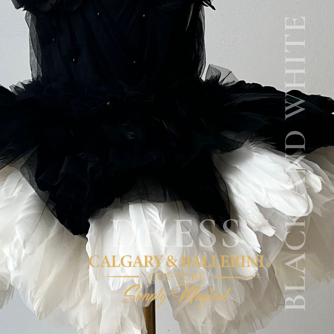Feather Dress for Girls Black & White for Luxury Weddings (Ages 1–16) Feather Dress for Girls Black & White for Luxury Weddings (Ages 1–16)