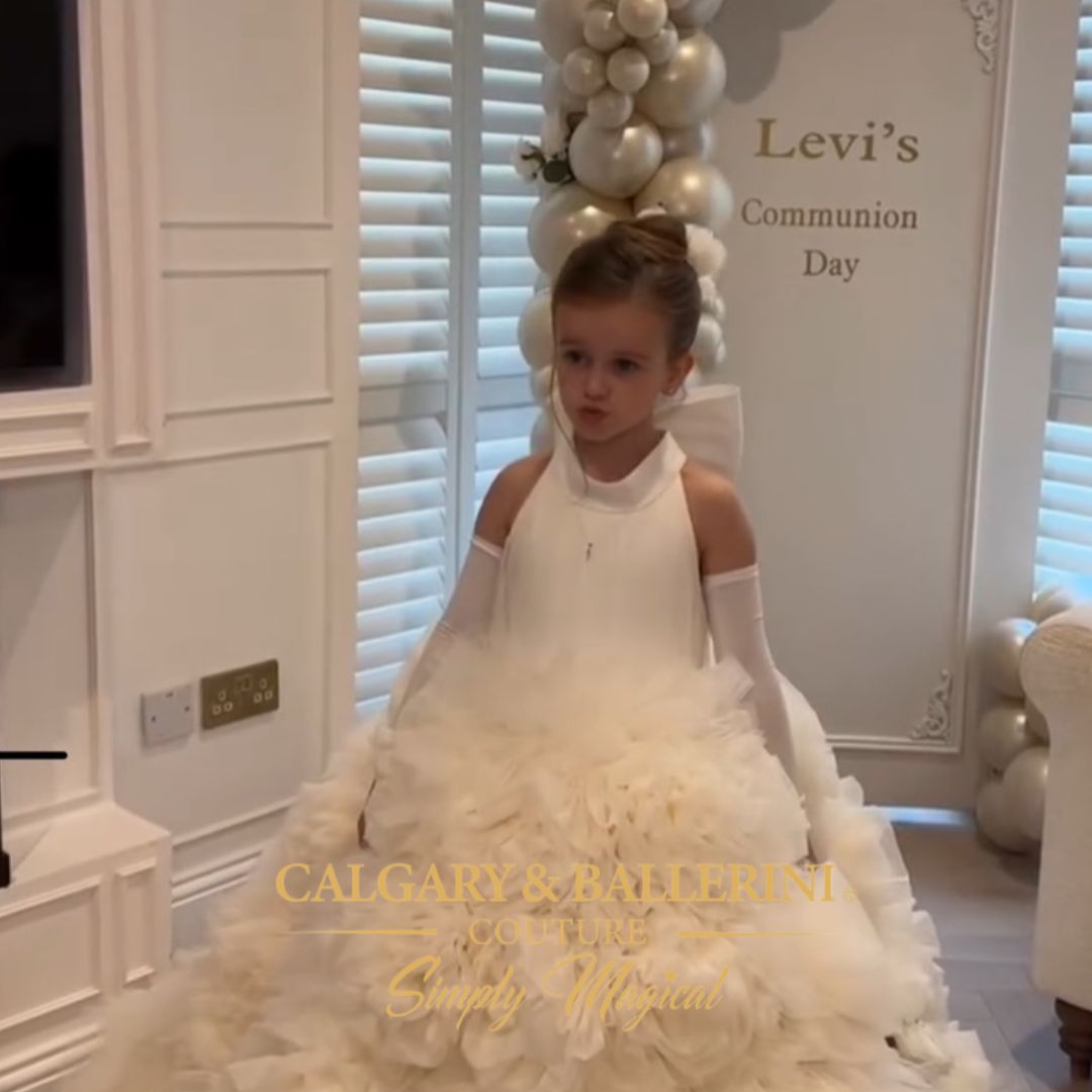 Bouquet of Flowers Ivory Gown | First Communion Couture Dress Age 6–16