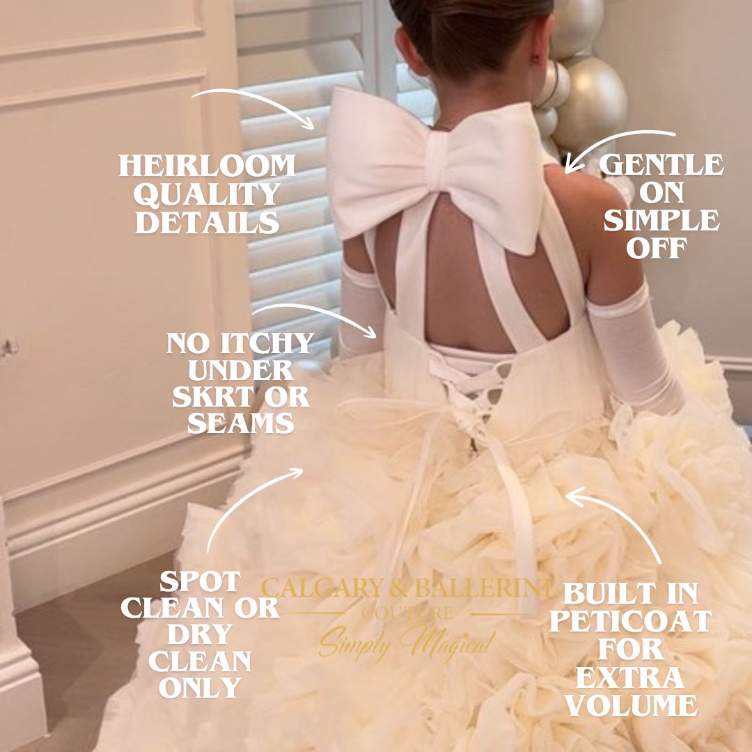 Bouquet of Flowers Ivory Gown | First Communion Couture Dress Age 6–16